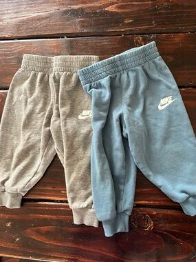 Nike Kids Grey and Light Blue Fleece Jogger Pants - 2-Pack